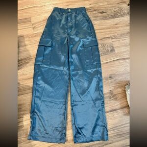 Women’s Blue Silk Cargo Pants